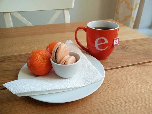 cookies, oranges and cup of tea